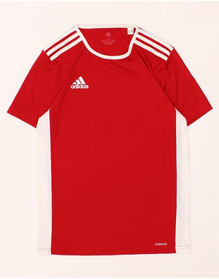 ADIDAS Mens Aeroready T-Shirt Top Small Red Colourblock Vintage Adidas and Second-Hand Adidas from Messina Hembry 