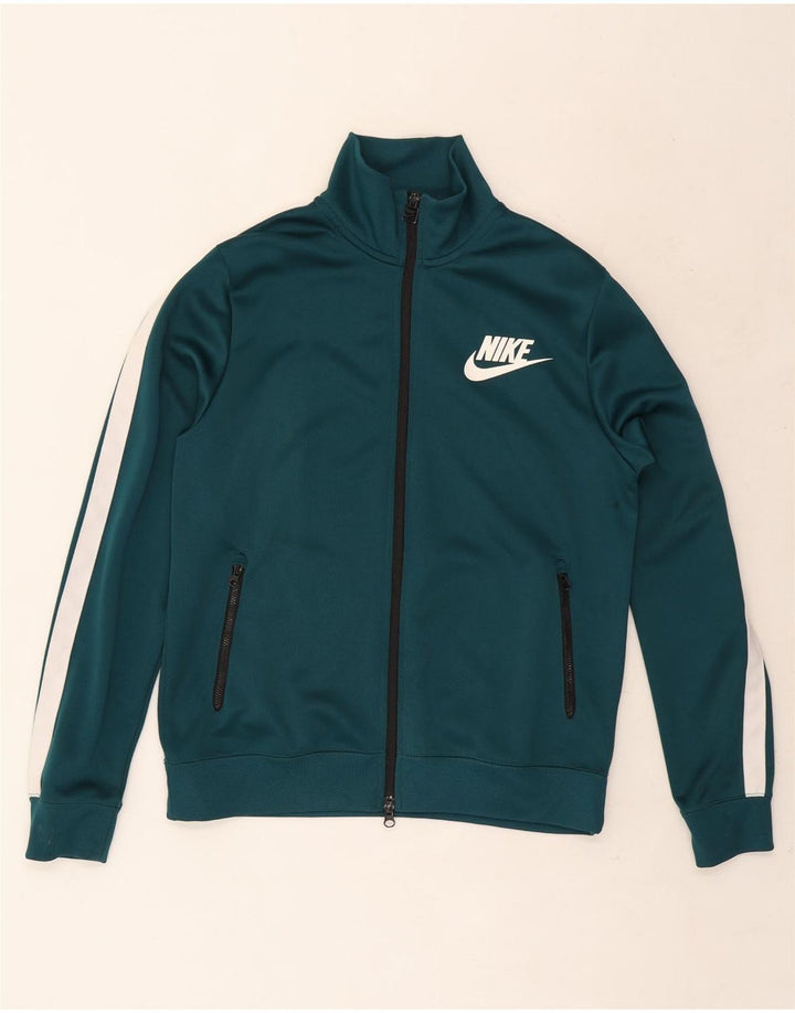 Giacca da tuta da uomo Nike in poliestere color block verde medio