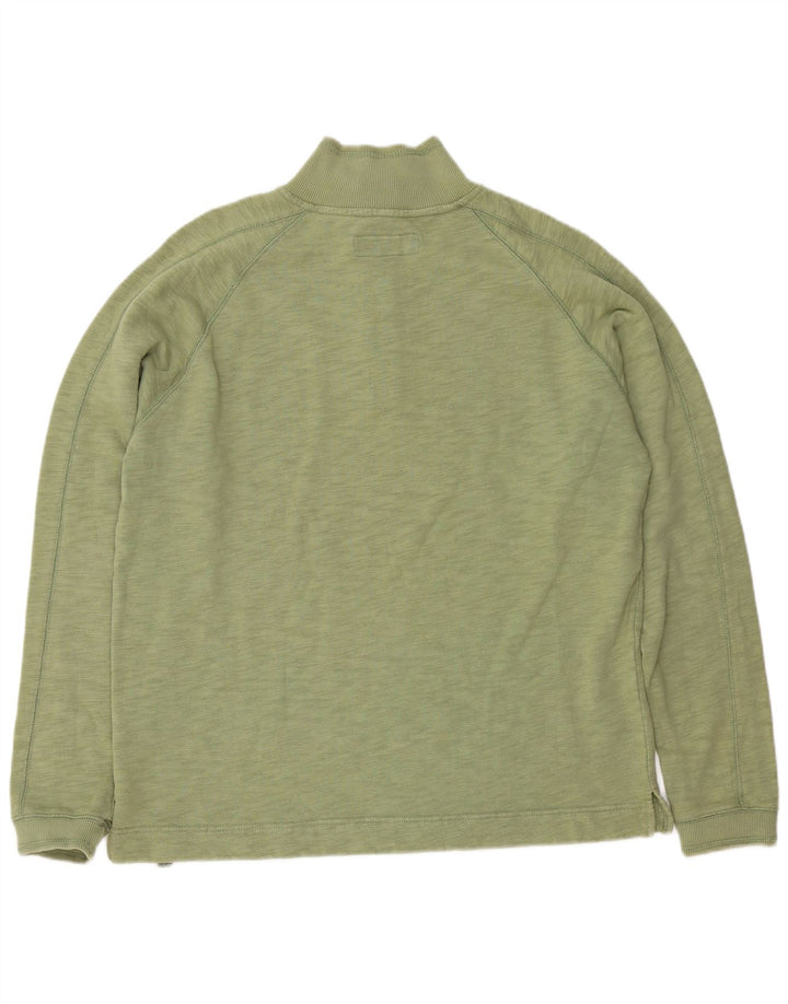 Felpa da uomo con collo con zip White Stuff, maglione, cotone screziato verde medio