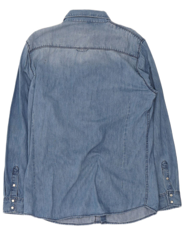 Camicia di jeans da uomo Bench XL in cotone blu