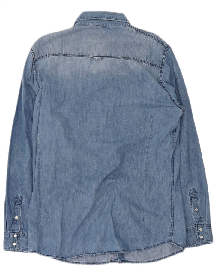 Camicia di jeans da uomo Bench XL in cotone blu