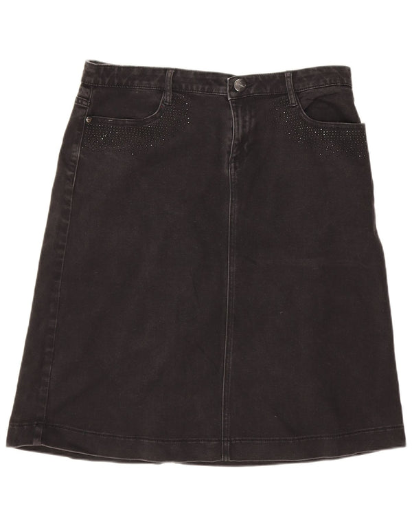 Gonna in denim da donna Marks & Spencer UK 14 grande W32 cotone nero