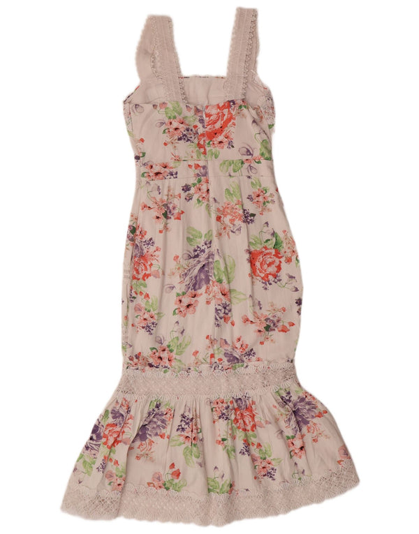 LIPSY Abito a sirena senza maniche da donna UK 6 XS Viscosa floreale bianca