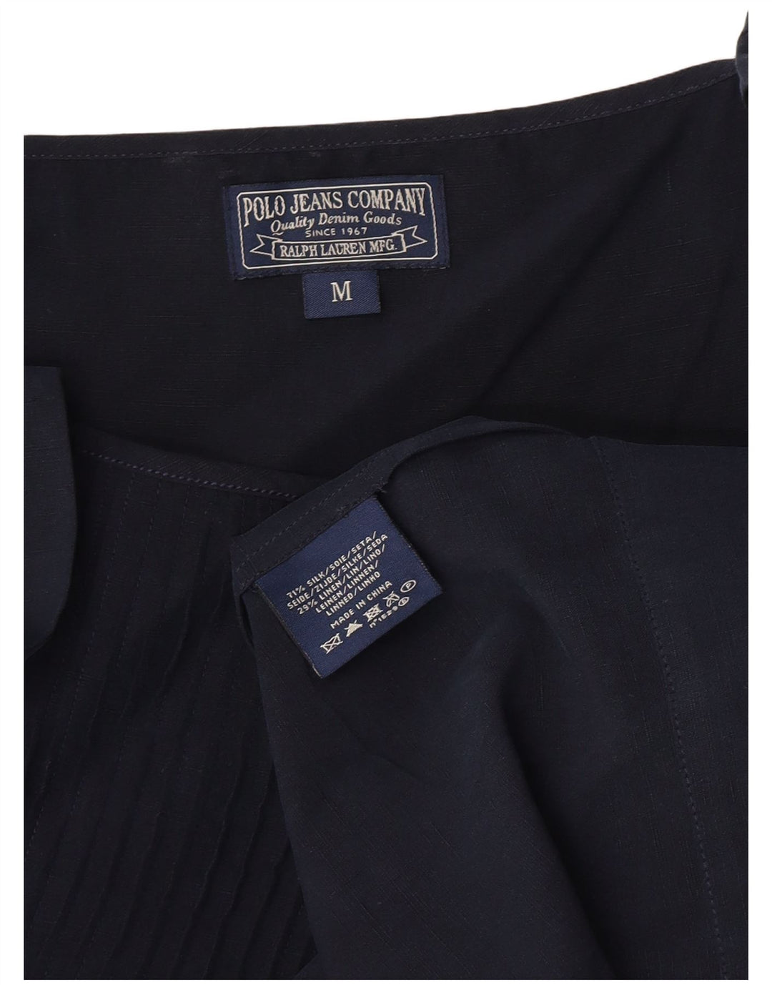 Camicetta senza maniche da donna Ralph Lauren Top UK 12 Seta blu navy medio