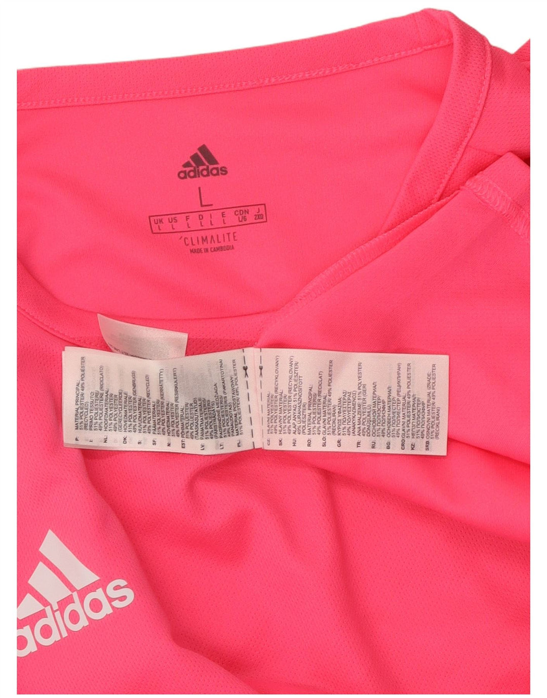 T-shirt grafica ADIDAS da uomo Climalite, grande, in poliestere color block rosa