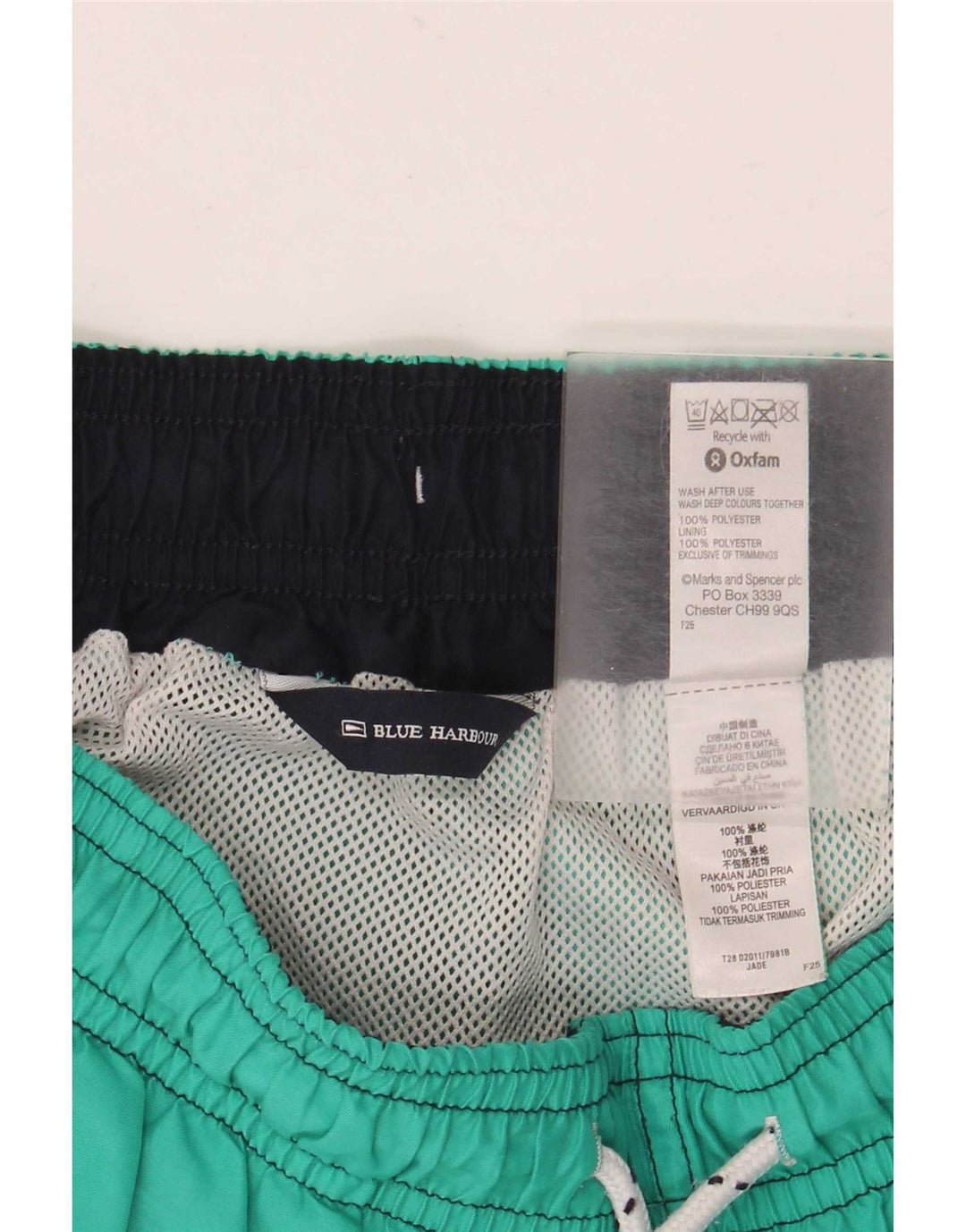 Pantaloncini da bagno Marks & Spencer da uomo Blue Harbour in poliestere verde medio