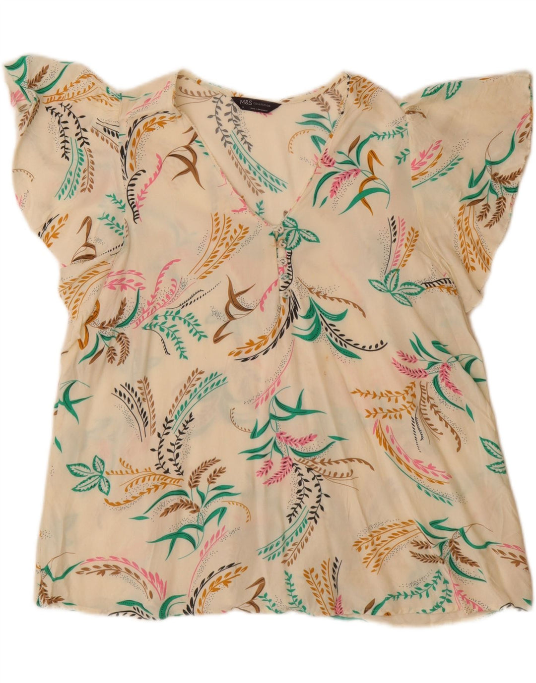 Top in camicetta da donna Marks & Spencer UK 14 grande bianco sporco floreale