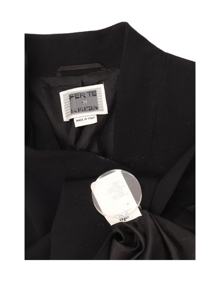 Giacca blazer da donna a 1 bottone con maniche a 3/4 Perte by Krizia UK 14 media nera