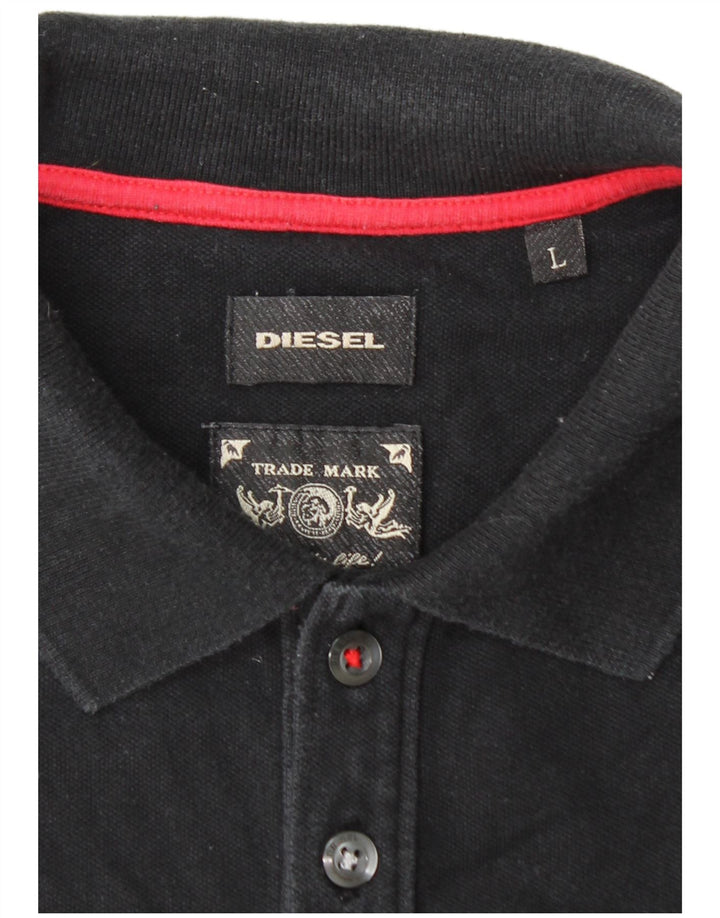 Polo da uomo DIESEL grande in cotone nero