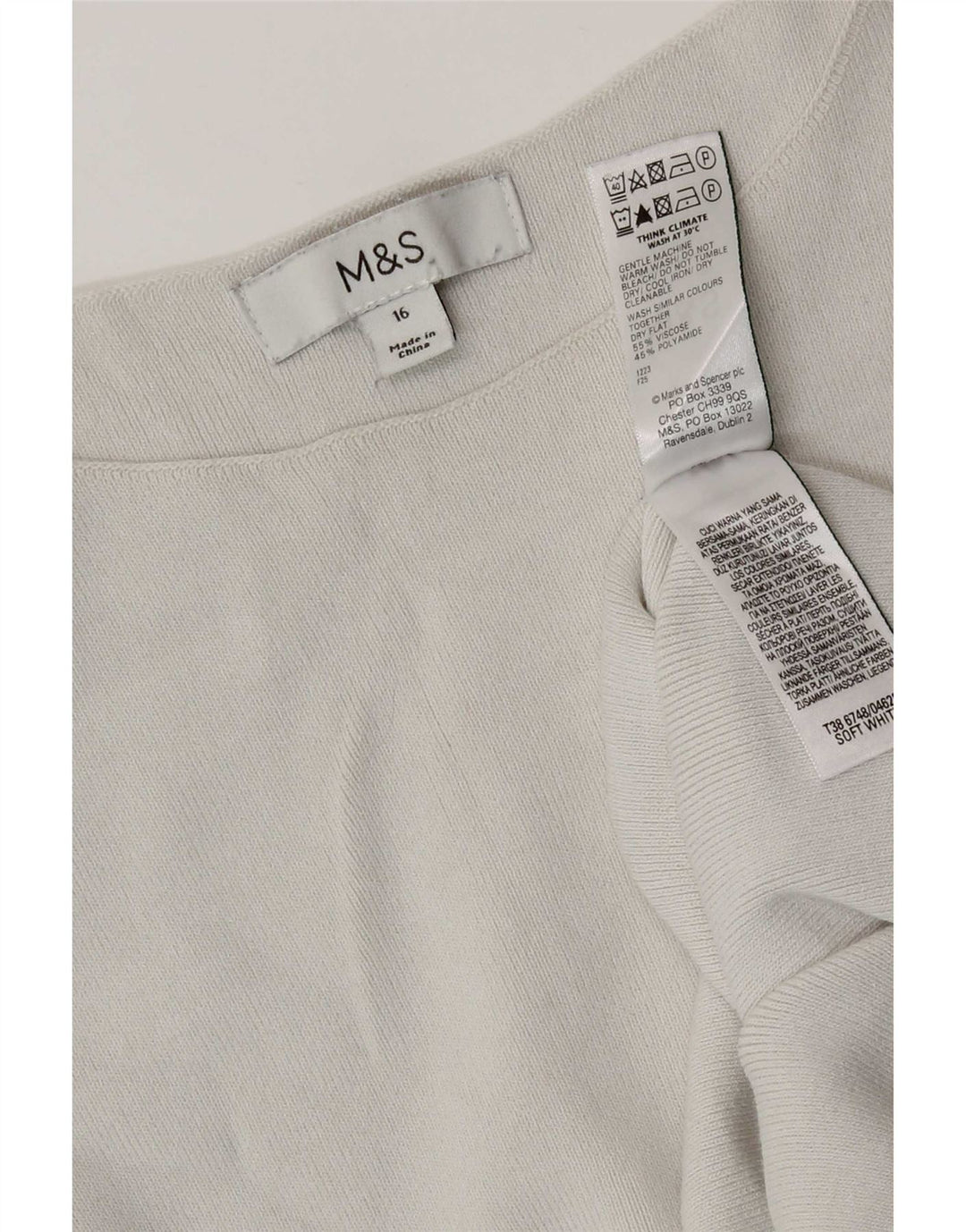 Canotta da donna Marks & Spencer UK 16 Large in viscosa bianco sporco