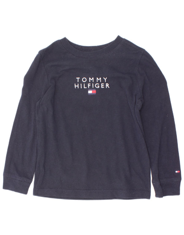 Tommy Hilfiger Ragazzi Graphic Top Manica Lunga 4-5 Anni Blu Navy in Cotone