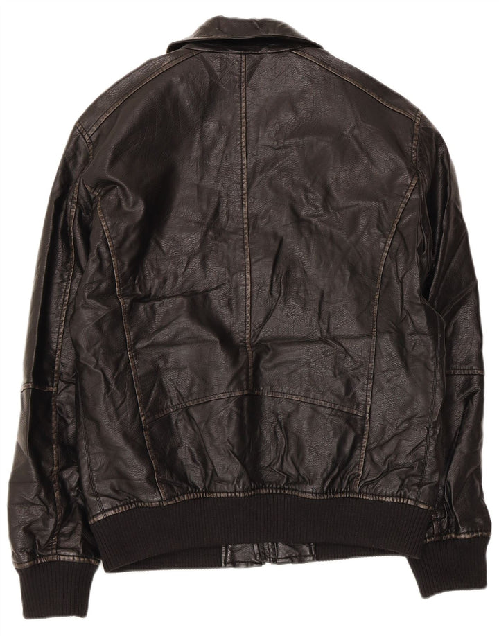Giacca in pelle da uomo Zara UK 38 poliuretano nero medio