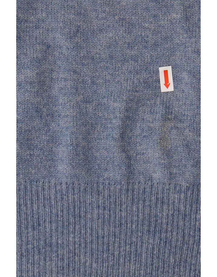 POLO RALPH LAUREN Maglione da uomo con scollo a V XL Lana d'agnello screziata blu