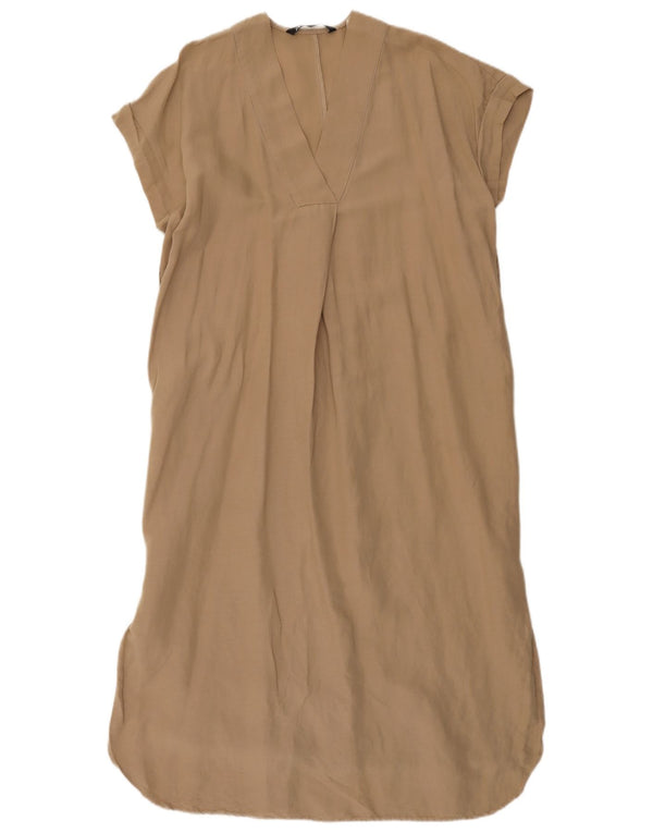 Zara Womens Oversized Shift Dress UK 6 XS Beige