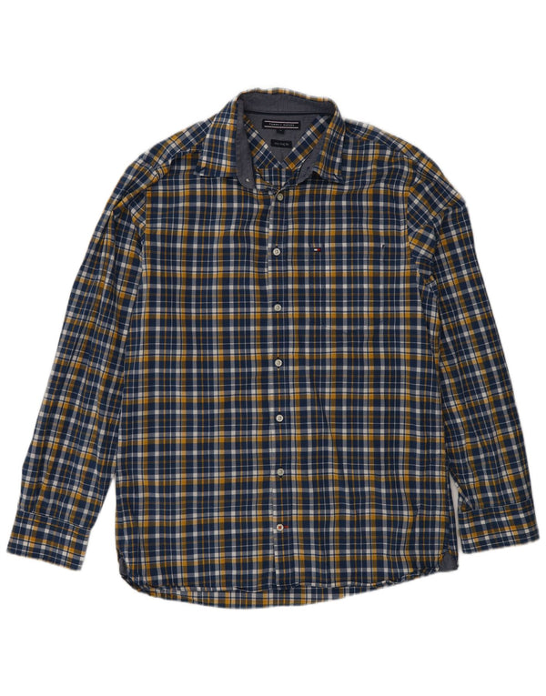 Camicia da uomo Tommy Hilfiger New York Fit in cotone scozzese blu medio