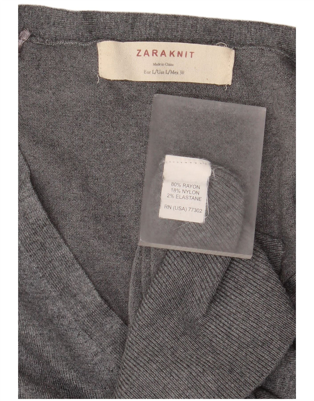 Maglione Zara da donna con scollo a V UK 16 Large Rayon grigio