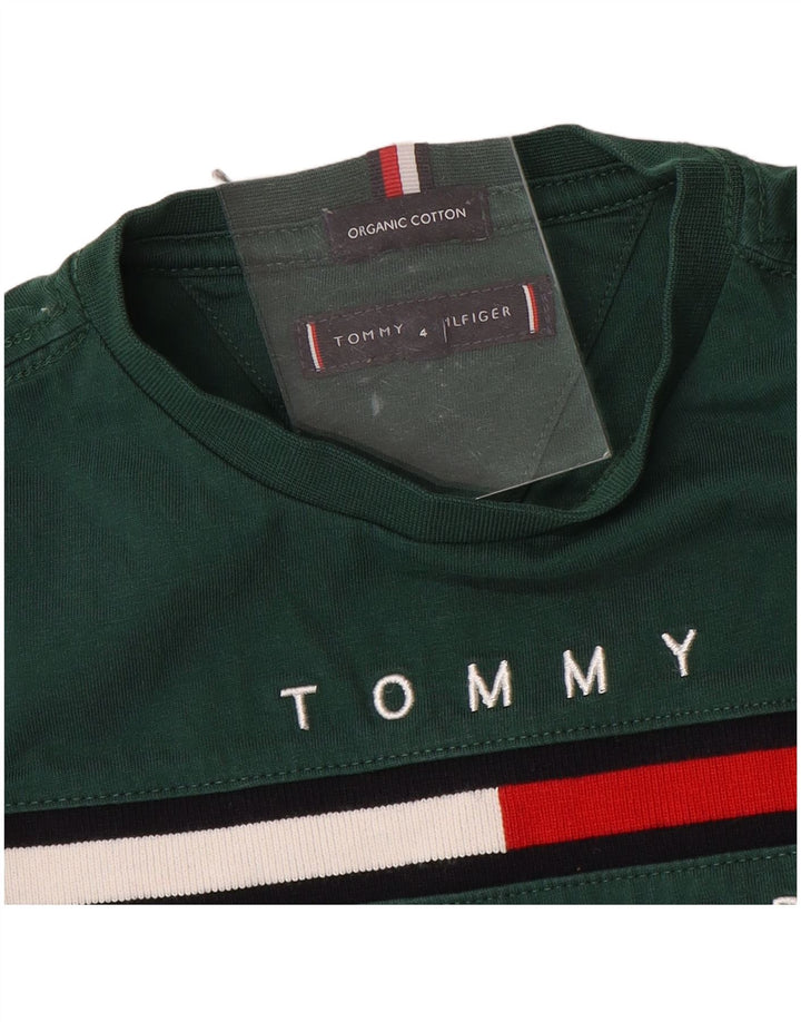 TOMMY HILFIGER Top grafico per ragazzi manica lunga 3-4 anni cotone verde