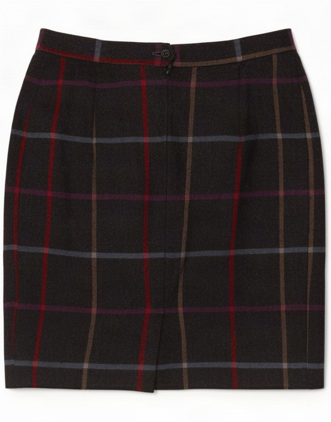 Gonna a tubino vintage da donna media W28 a quadri grigi