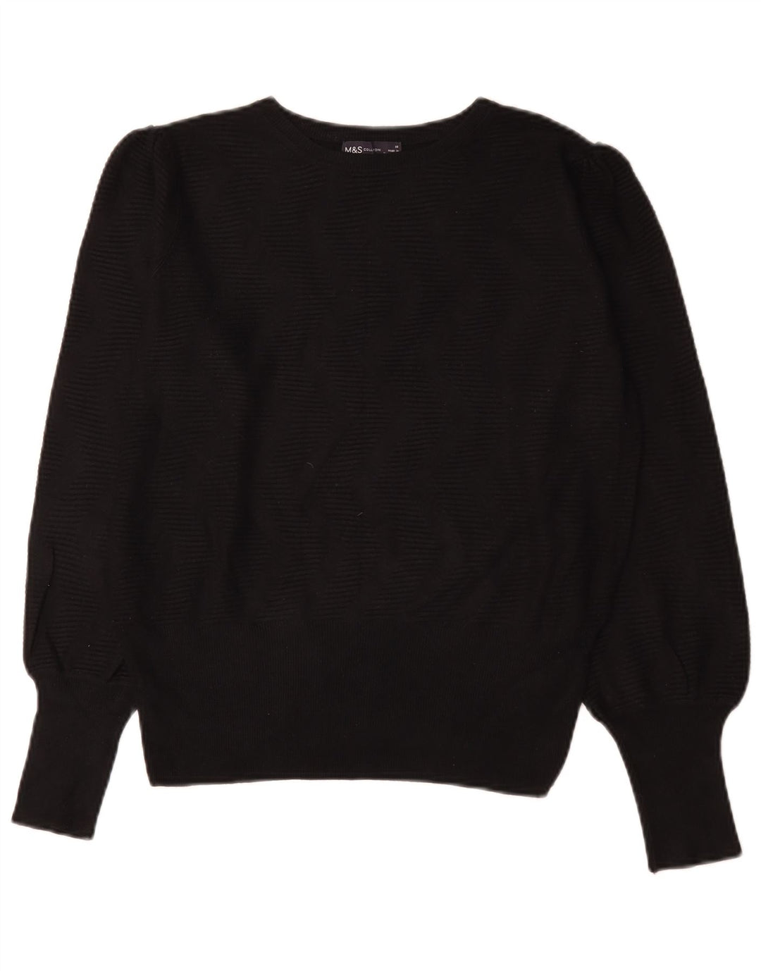 Maglione da donna Marks & Spencer con scollo a barca UK 14 Viscosa nera media
