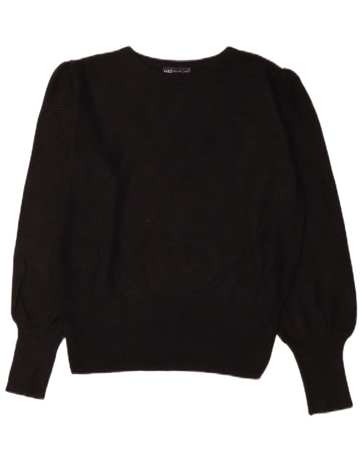 Maglione da donna Marks & Spencer con scollo a barca UK 14 Viscosa nera media