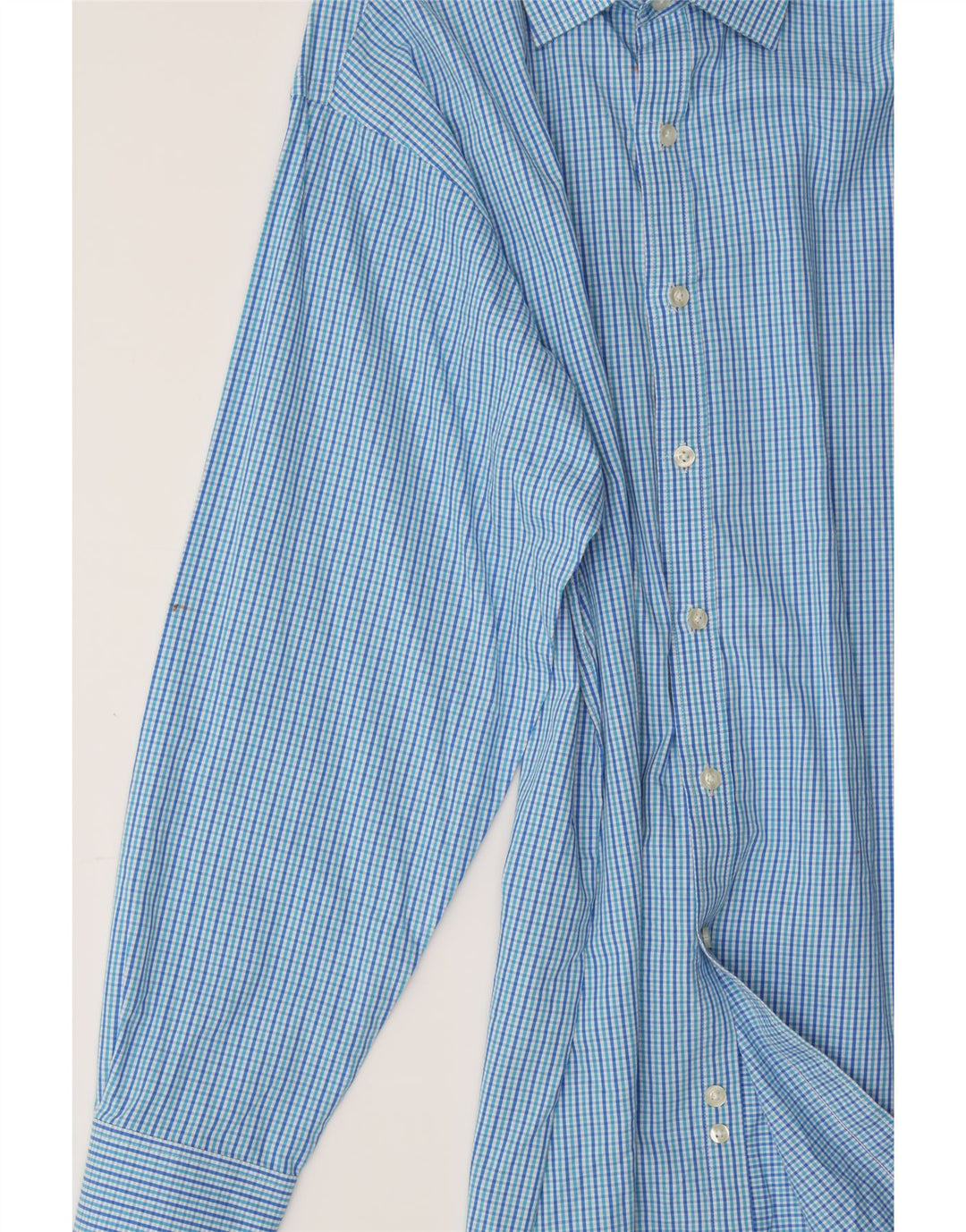 MICHAEL KORS Mens Tall Shirt Size 16 Large Blue Check Cotton Vintage Michael Kors and Second-Hand Michael Kors from Messina Hembry 