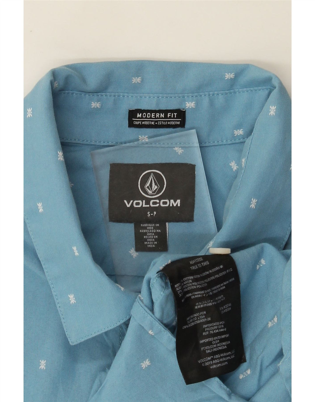 Camicia a maniche corte da uomo Volcom Modern Fit piccola in cotone maculato blu