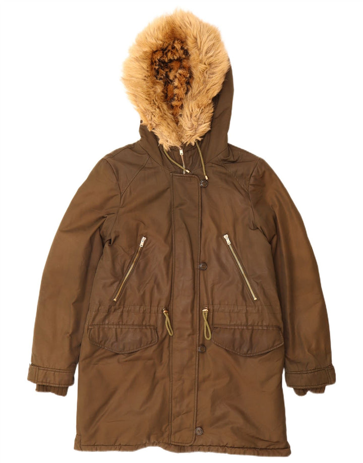 Giacca Parka con cappuccio Trafaluc da donna Zara UK 14 poliestere kaki medio