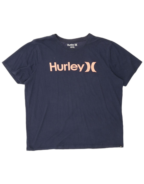 T-shirt grafica Hurley da uomo Dri Fit Top XL in cotone blu navy