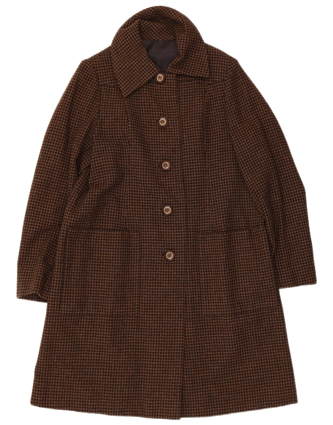 Cappotto da donna vintage UK 12 pied de poule marrone medio