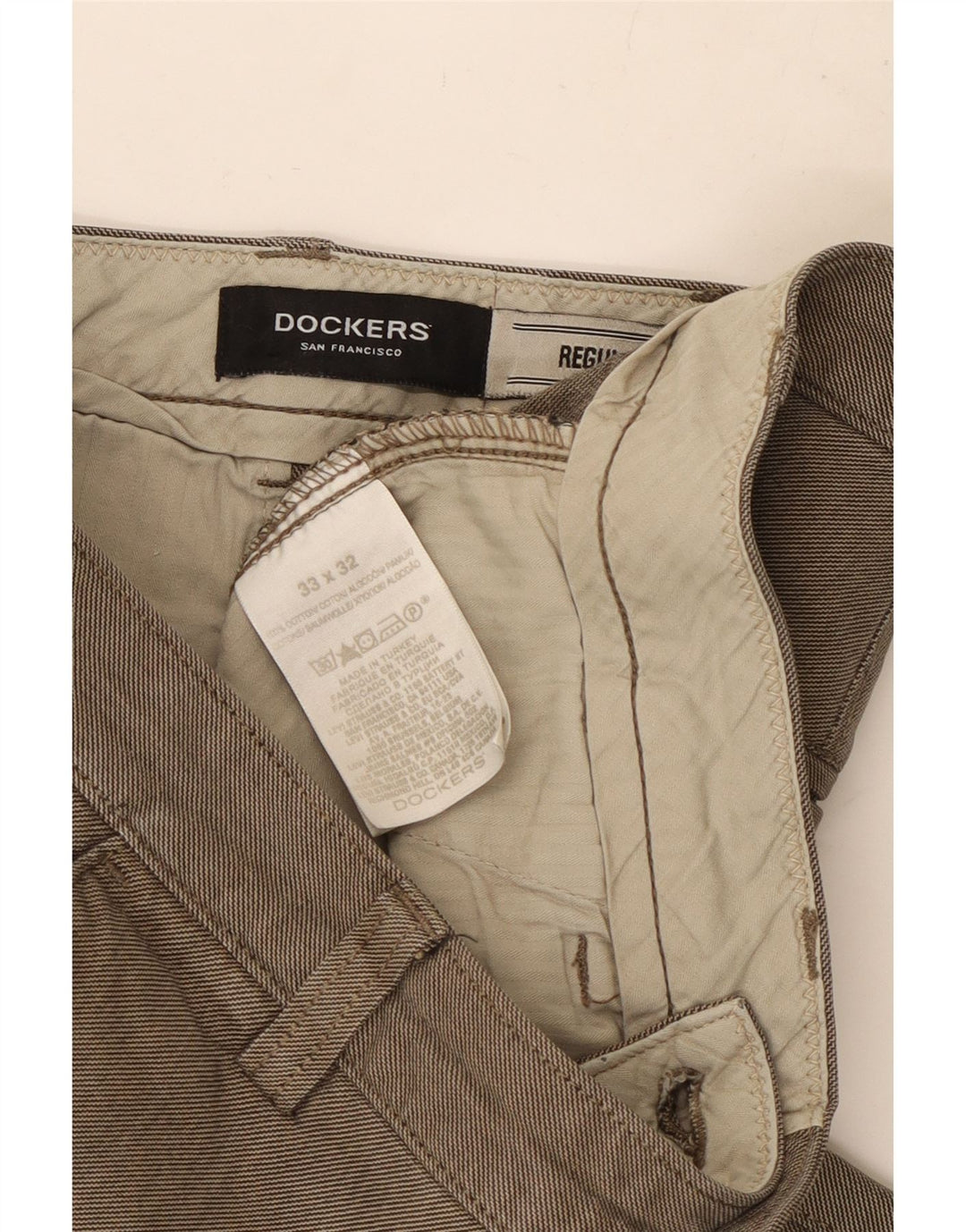 DOCKERS Pantaloni chino da uomo vestibilità regolare W33 L32 cotone gessato grigio