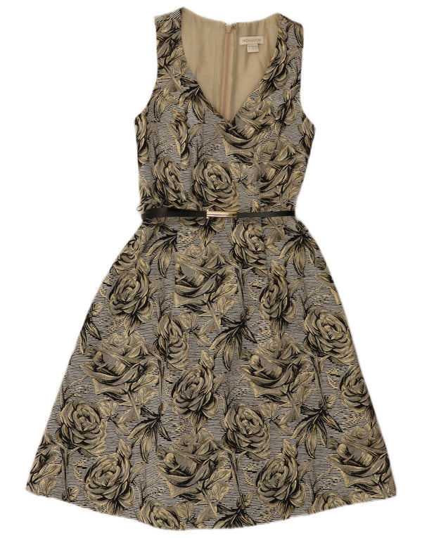 Abito a trapezio senza maniche da donna Monsoon UK 8 Piccolo cotone floreale grigio