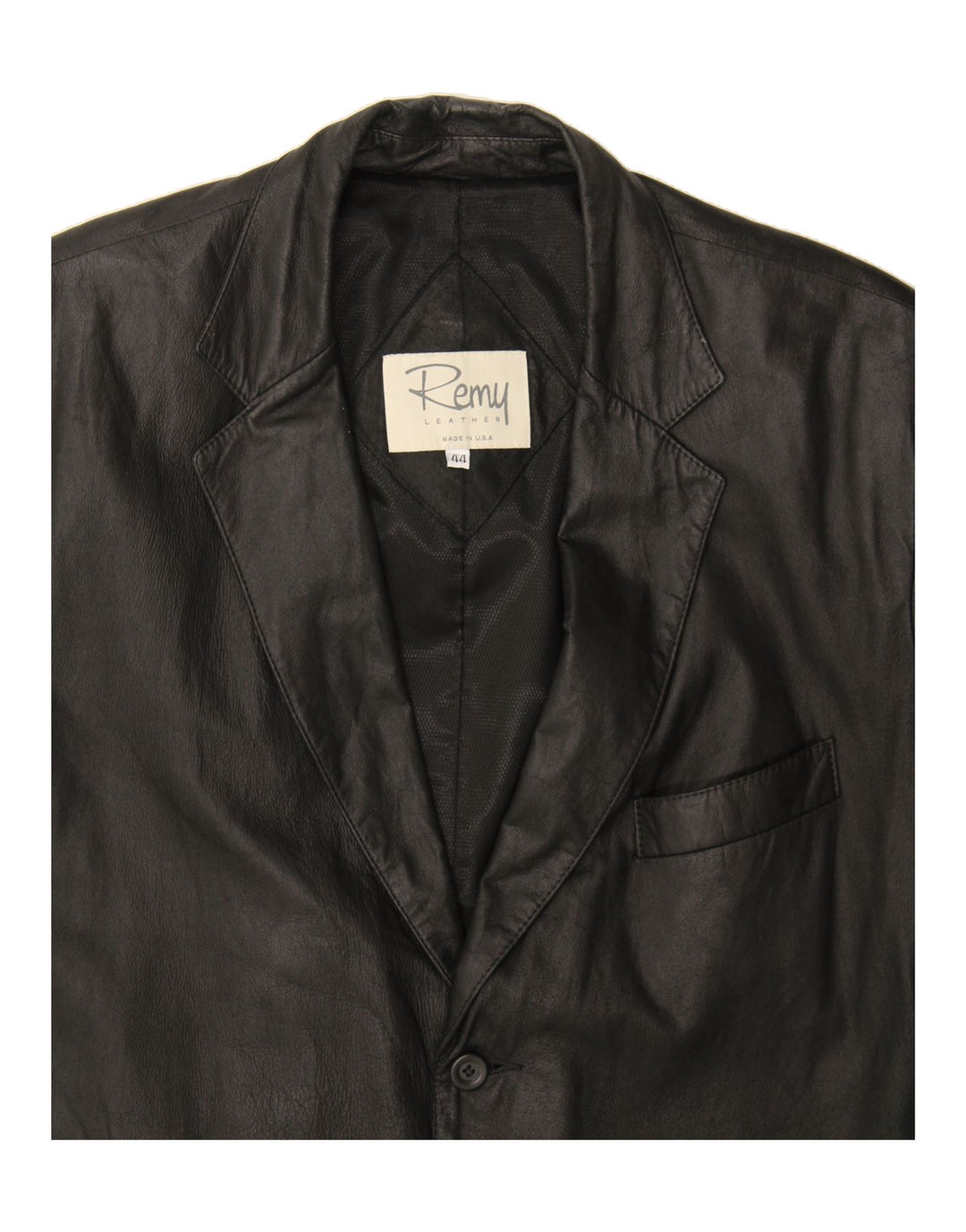 REMY Mens 2 Button Leather Blazer Jacket Size 44 2XL Black Leather Vintage Remy and Second-Hand Remy from Messina Hembry 