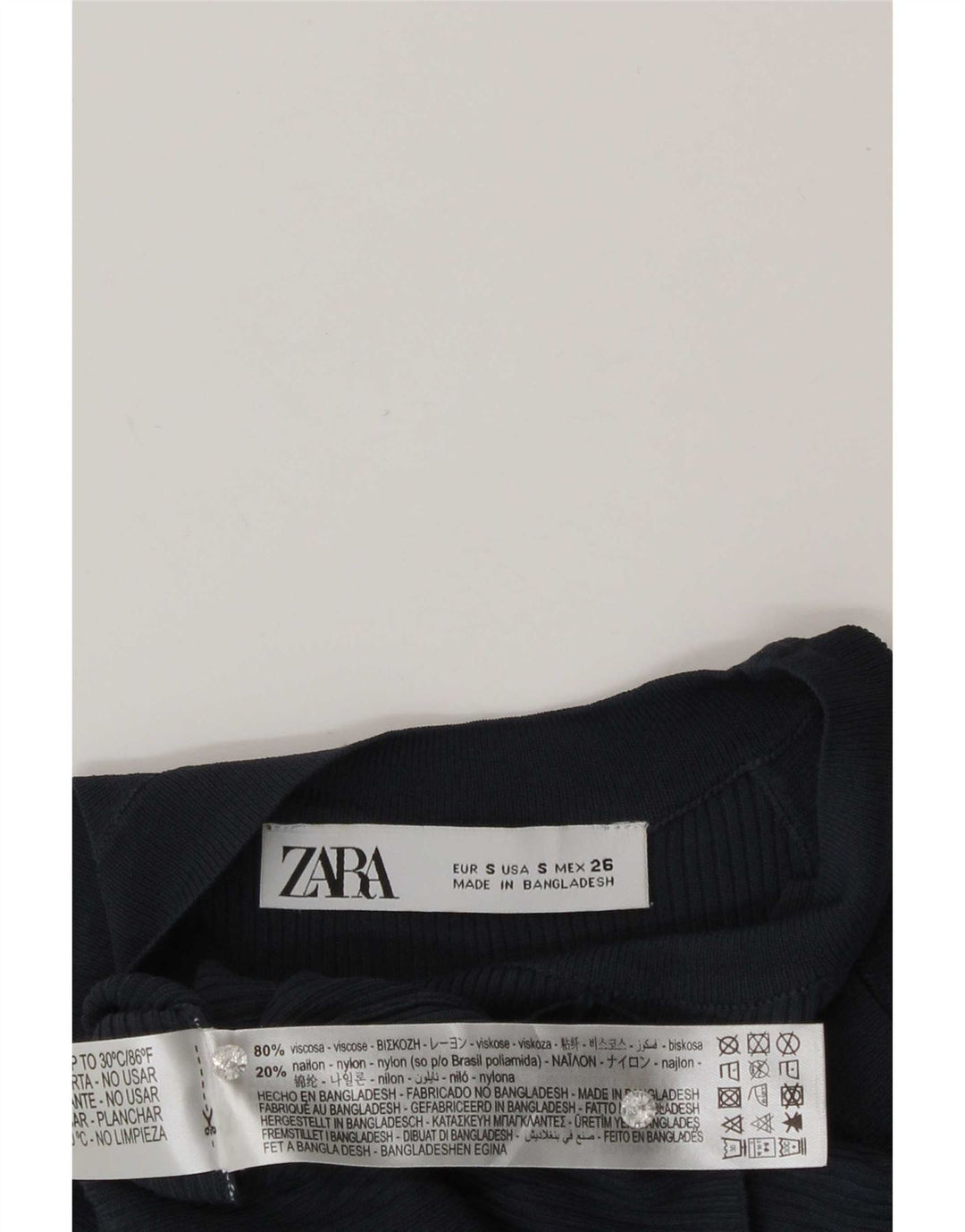 Top alla caviglia da donna Zara UK 8 piccolo in viscosa blu navy