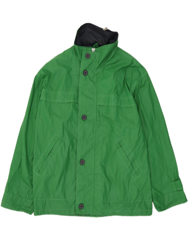 Giacca utilitaria vintage da uomo con cappuccio UK 42 XL poliestere verde