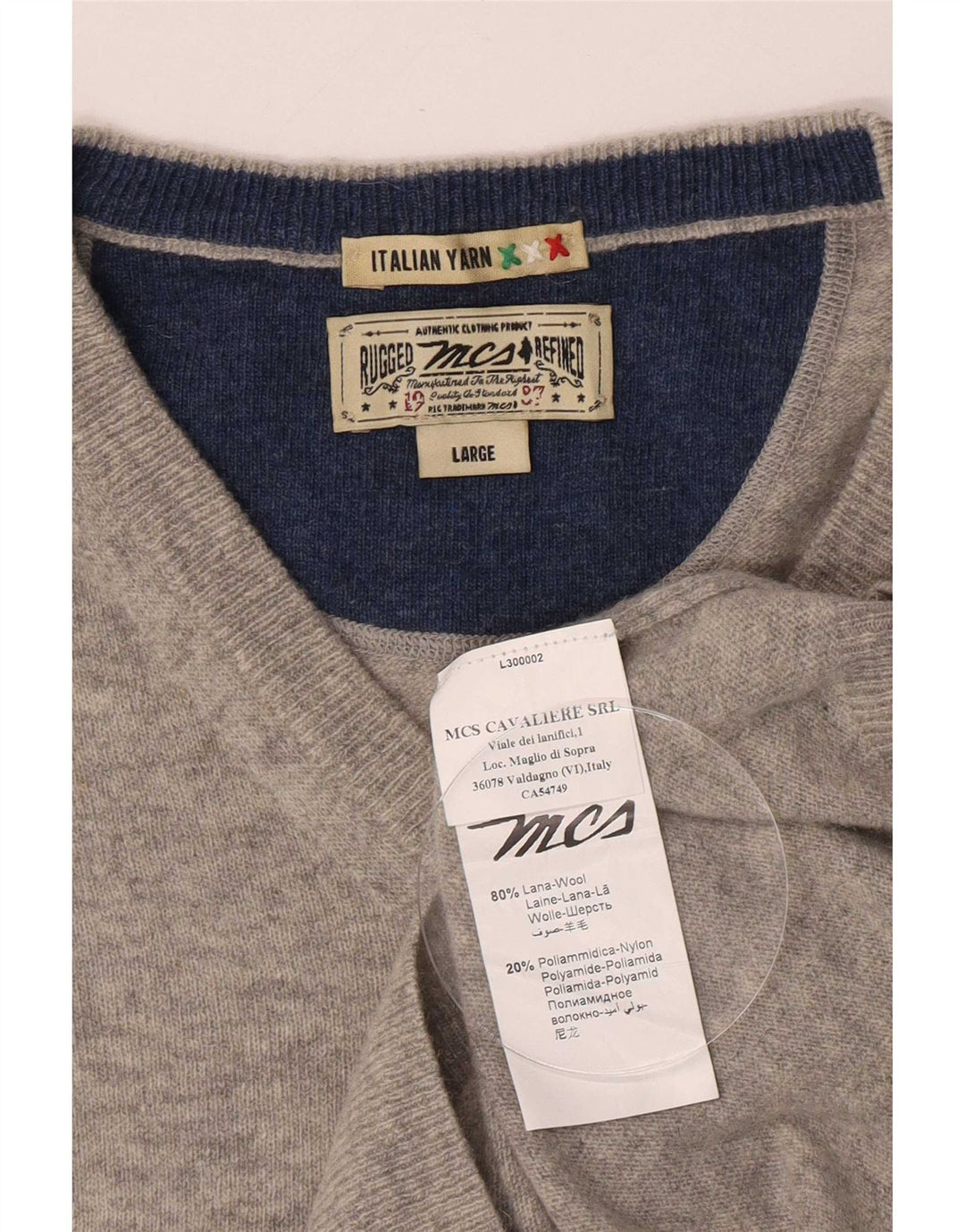 Marlboro Classics Maglione da uomo con scollo a V grande lana grigia