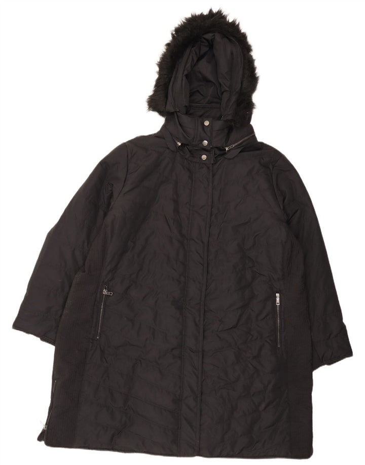 Cappotto imbottito con cappuccio da donna Marks & Spencer UK 22 3XL poliestere nero