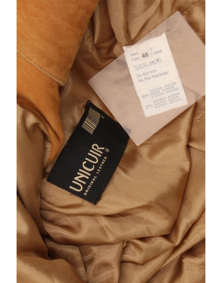 Giacca vintage in pelle scamosciata da donna IT 46 grande in pelle marrone