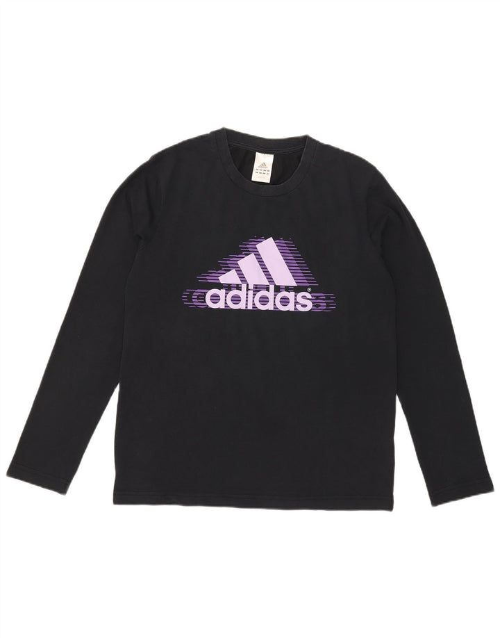 Adidas Uomo Graphic Top Manica Lunga Medio Blu Navy
