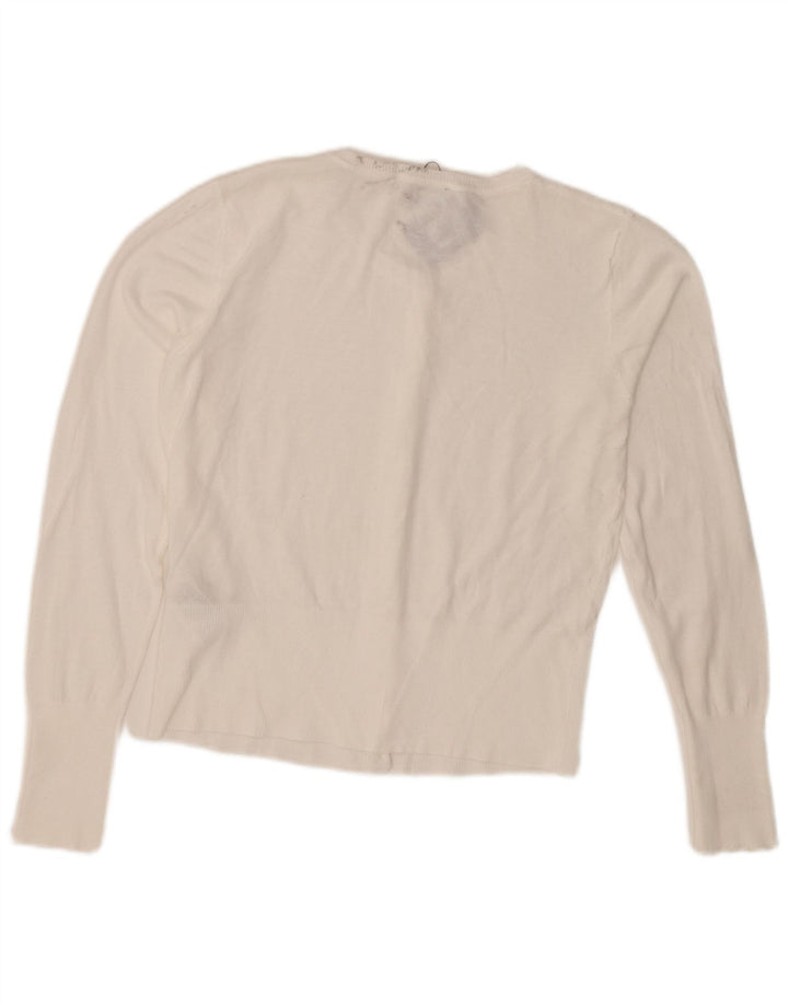 Maglione Bolero corto da donna Oasis UK 12 cotone bianco medio