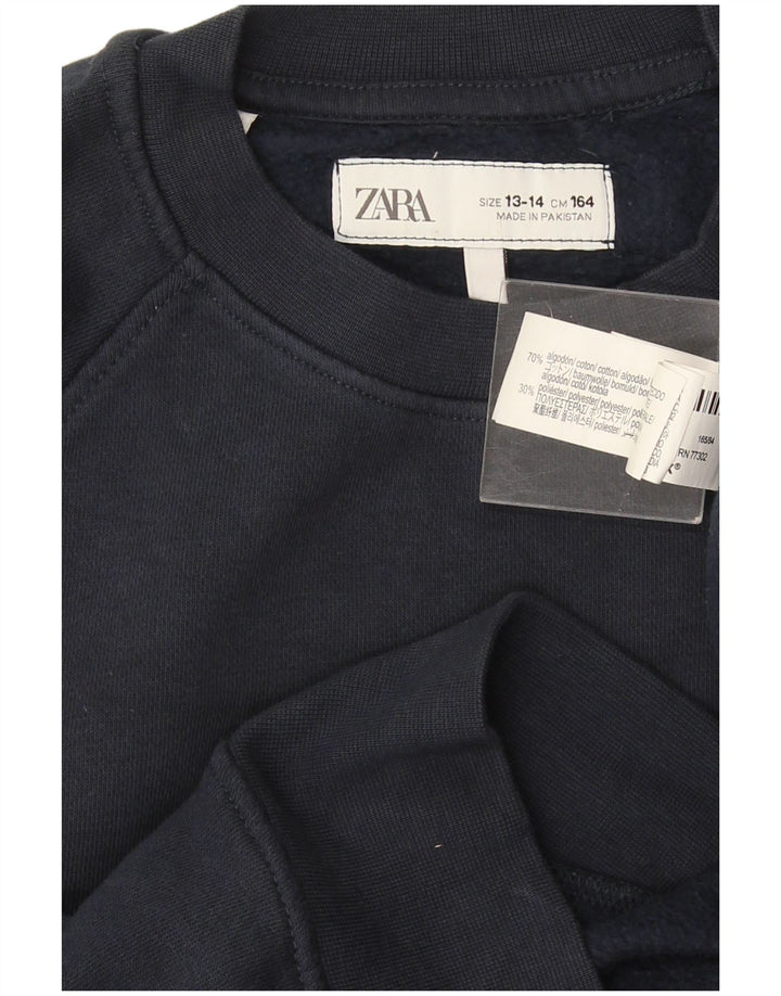 Felpa Zara Bambino 13-14 Anni Cotone Blu Navy
