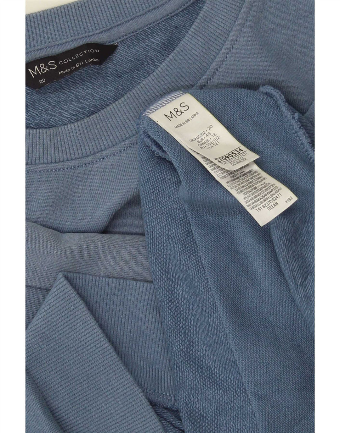 Felpa da donna Marks & Spencer maglione UK 20 2XL cotone blu