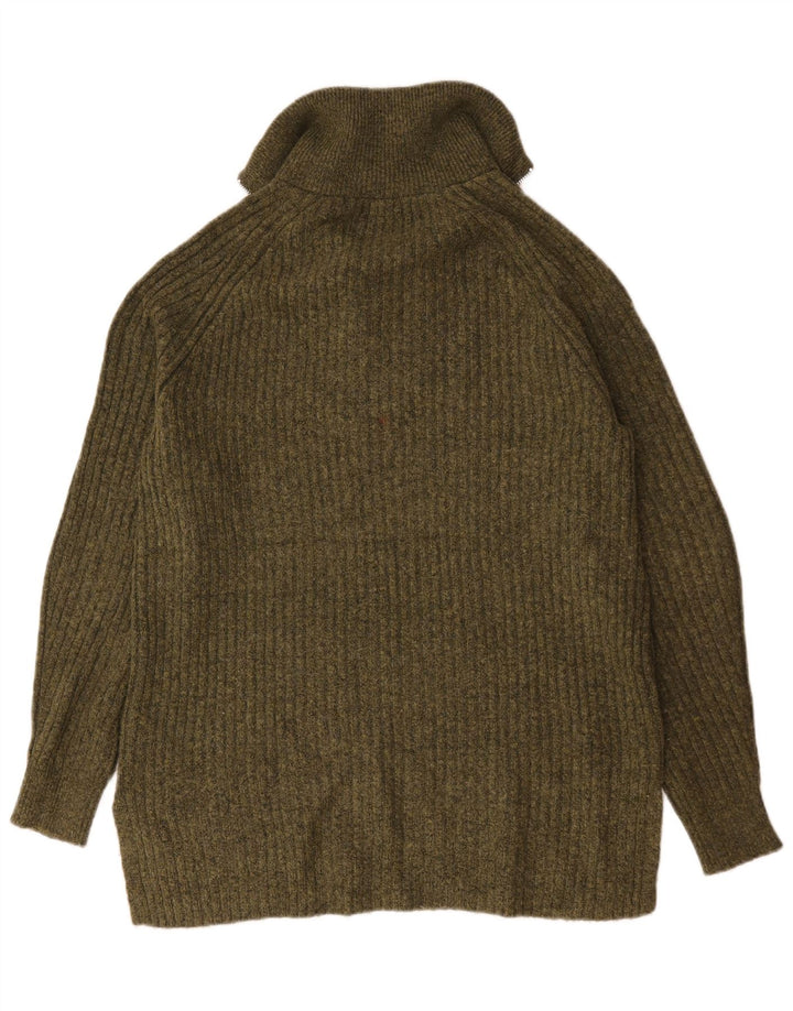 Maglione da uomo Marks & Spencer con zip e collo in acrilico kaki medio