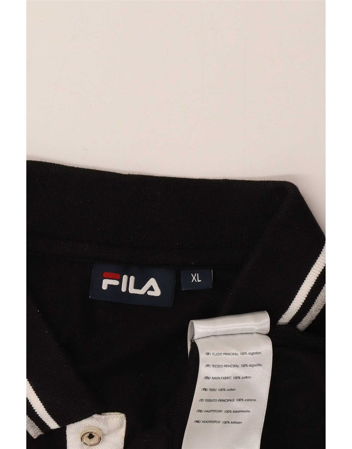 Polo da uomo Fila XL in cotone a righe nere