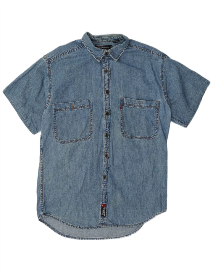 Camicia di jeans a maniche corte da uomo Levi's in cotone blu medio
