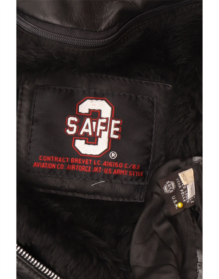Giacca da aviatore da volo in pelle vintage da uomo IT 52 XL Esercito in pelle nera