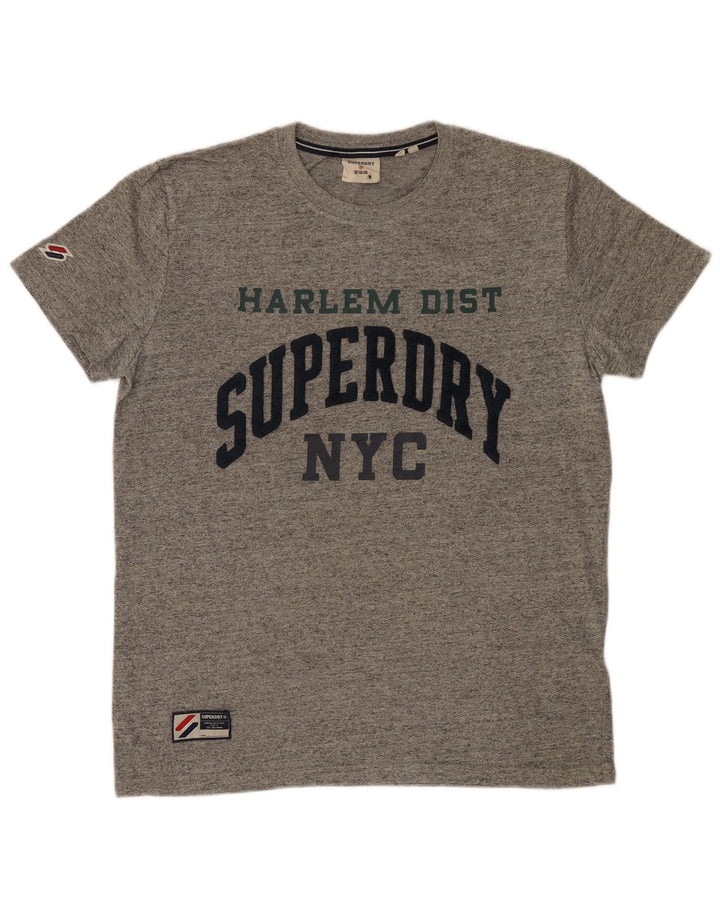 T-shirt grafica da uomo Superdry Top in cotone chiazzato grigio medio