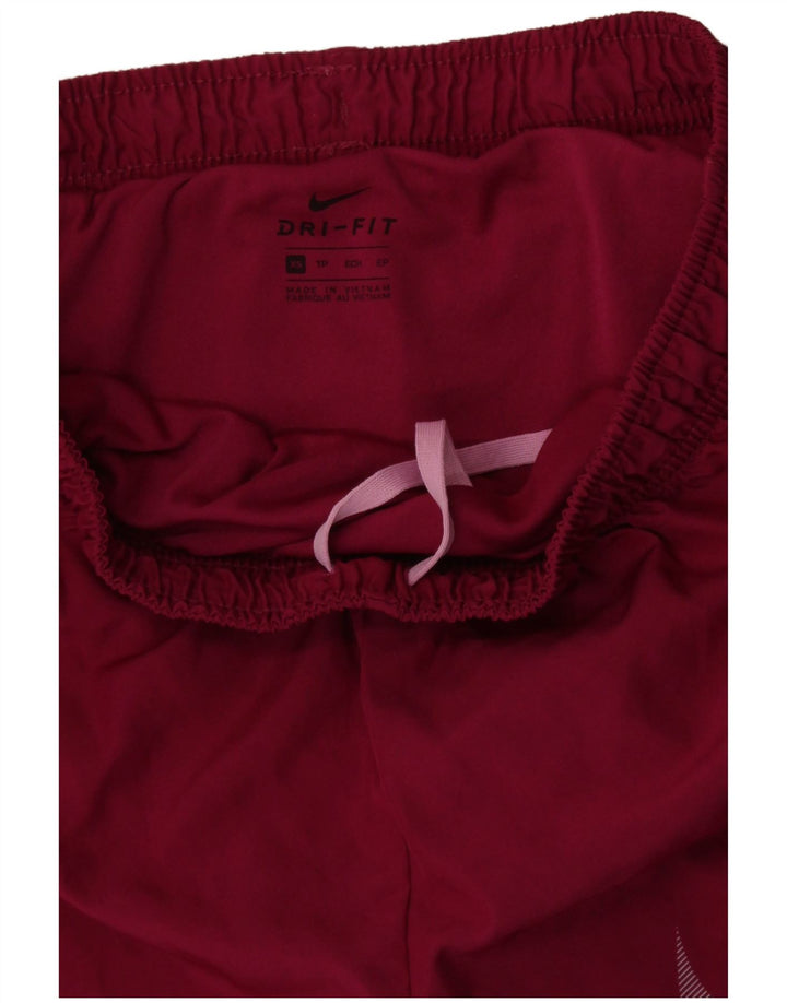Pantaloncini sportivi NIKE Dri Fit da donna UK 6 XS Maroon Colourblock
