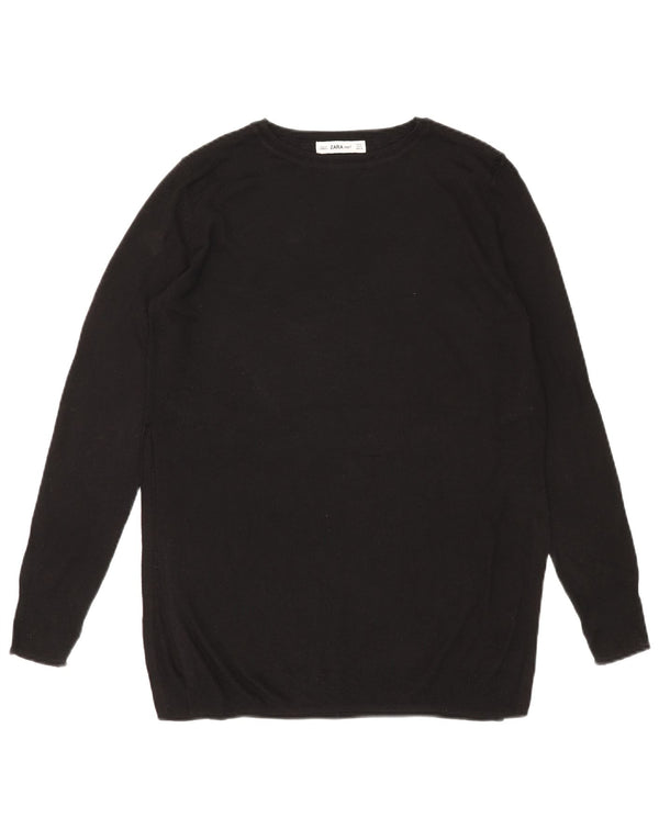 Zara Womens Oversized Crew Neck Jumper Sweater UK 10 Small Black Viscose