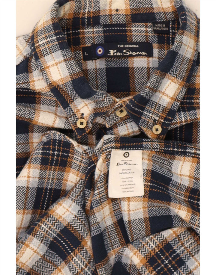 Camicia da uomo in flanella Ben Sherman a quadri blu grandi