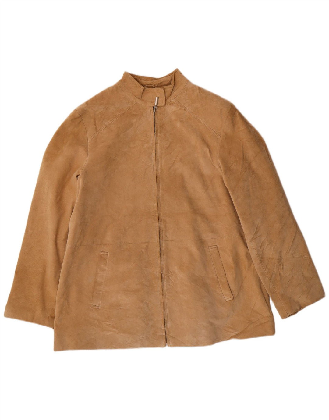 MARINA RINALDI Giacca da donna in pelle scamosciata taglia 23 Classica in pelle beige media